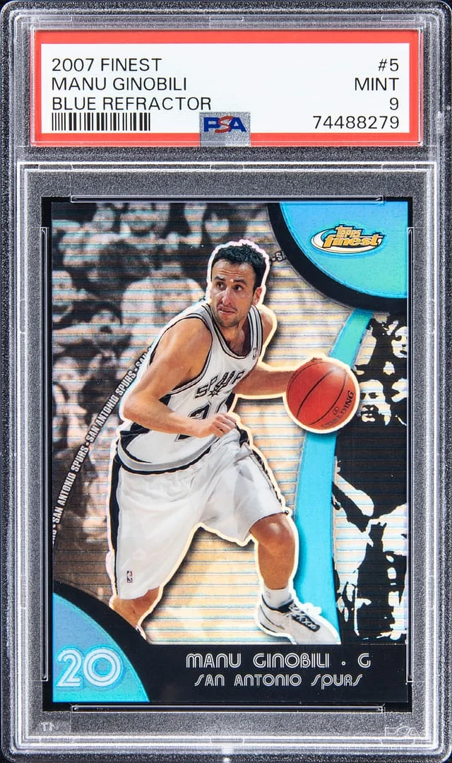 2007-08 Topps Finest Manu Ginobili Blue Refractor #5 card image
