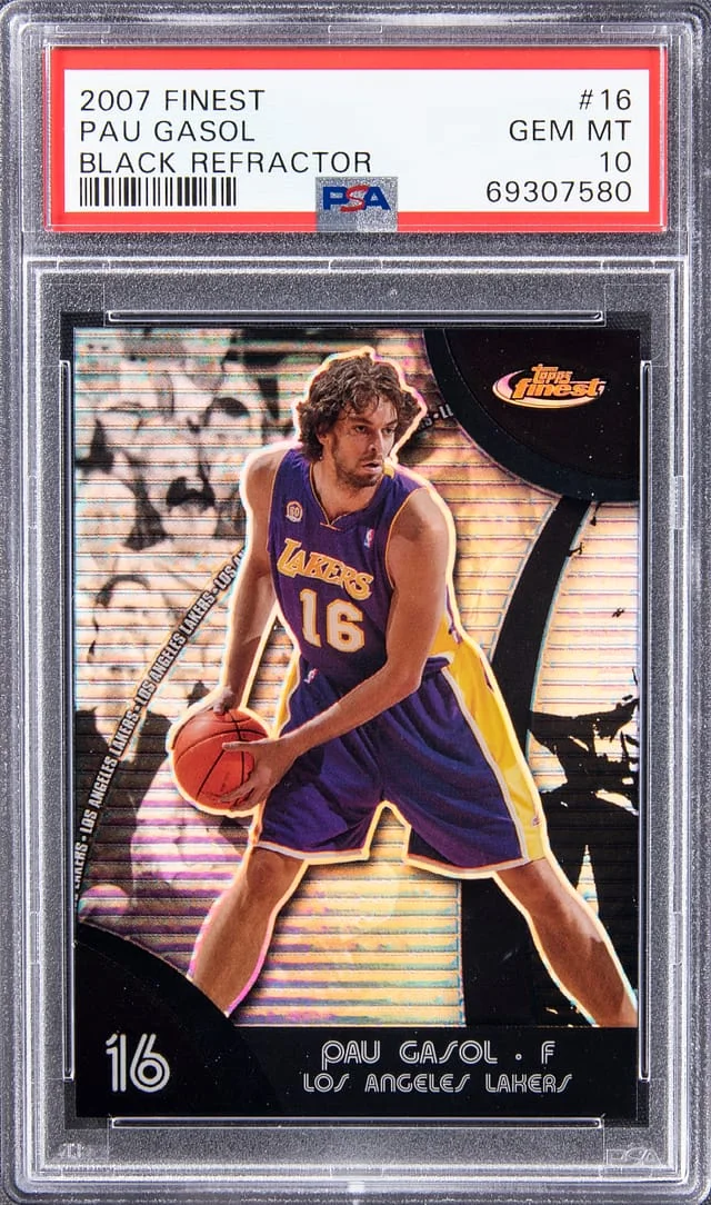 2007-08 Topps Finest Pau Gasol Black Refractor #16 card image