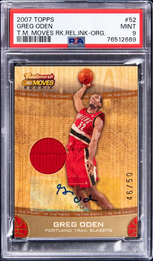 2007-08 Topps Greg Oden Trademark Moves Relic Ink Orange #52 card image