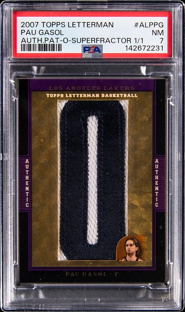 2007-08 Topps Pau Gasol Letterman Authentic Patch O SuperFractor #ALP-PG card image