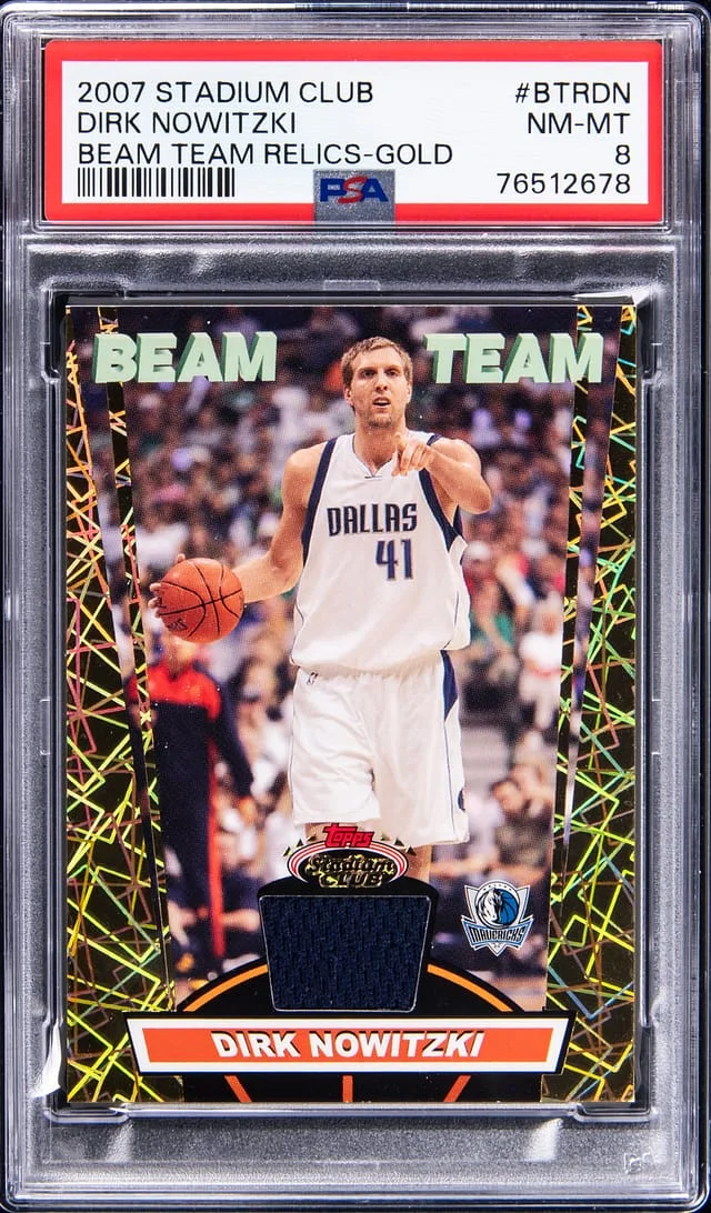 2007-08 Topps Stadium Club Dirk Nowitzki Beam Team Relics Gold #BTR-DN card image