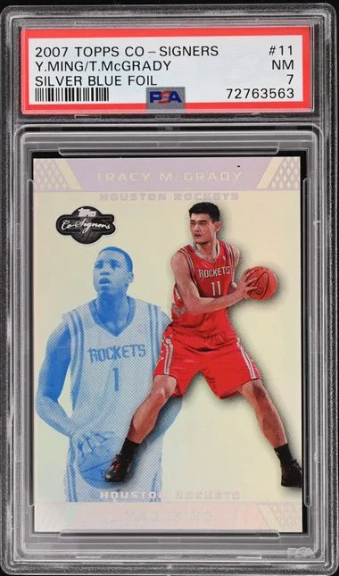 2007-08 Topps Tracy McGrady/Yao Ming Co-Signers Silver Blue Foil #11 card image