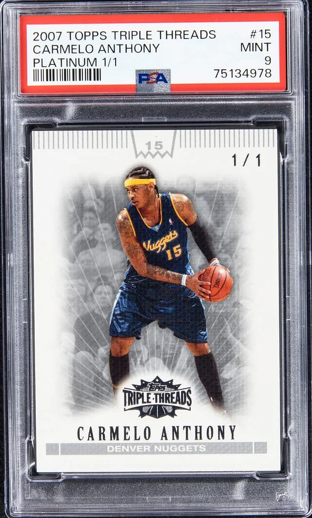 2007-08 Topps Triple Threads Carmelo Anthony Platinum #15 card image