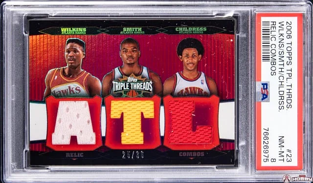 2007-08 Topps Triple Threads Dominique Wilkins/Josh Smith/Josh Childress Relic Combo #TTRC-23 card image