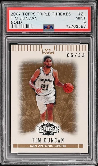 2007-08 Topps Triple Threads Tim Duncan Gold #21 card image