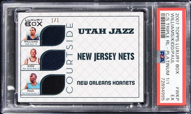 2007-08 Topps WKP Deron Williams/Jason Kidd/Chris Paul Luxury Box Courtside Triple Relic #CTR card image
