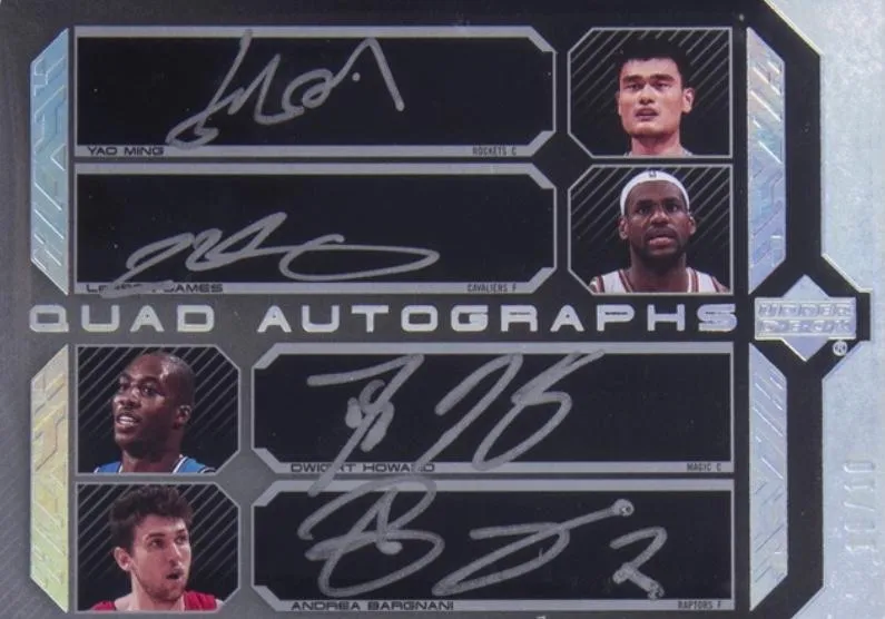 2007-08 UD Black Lebron James Autographs Quad #QAU-MJHB card image