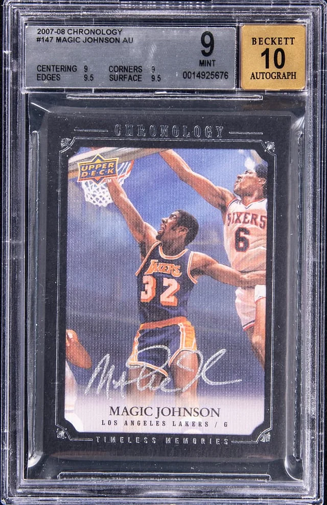 2007-08 UD Chronology Magic Johnson Timeless Memories Autograph #147 card image