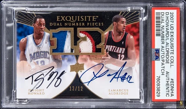 2007-08 UD Exquisite Collection Dual Number Pieces Autograph Patch Dwight Howard/LaMarcus Aldridge #EDN-HA card image