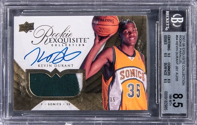 2007-08 UD Exquisite Collection Patch Auto (RPA) Parallel Kevin Durant #94 card image
