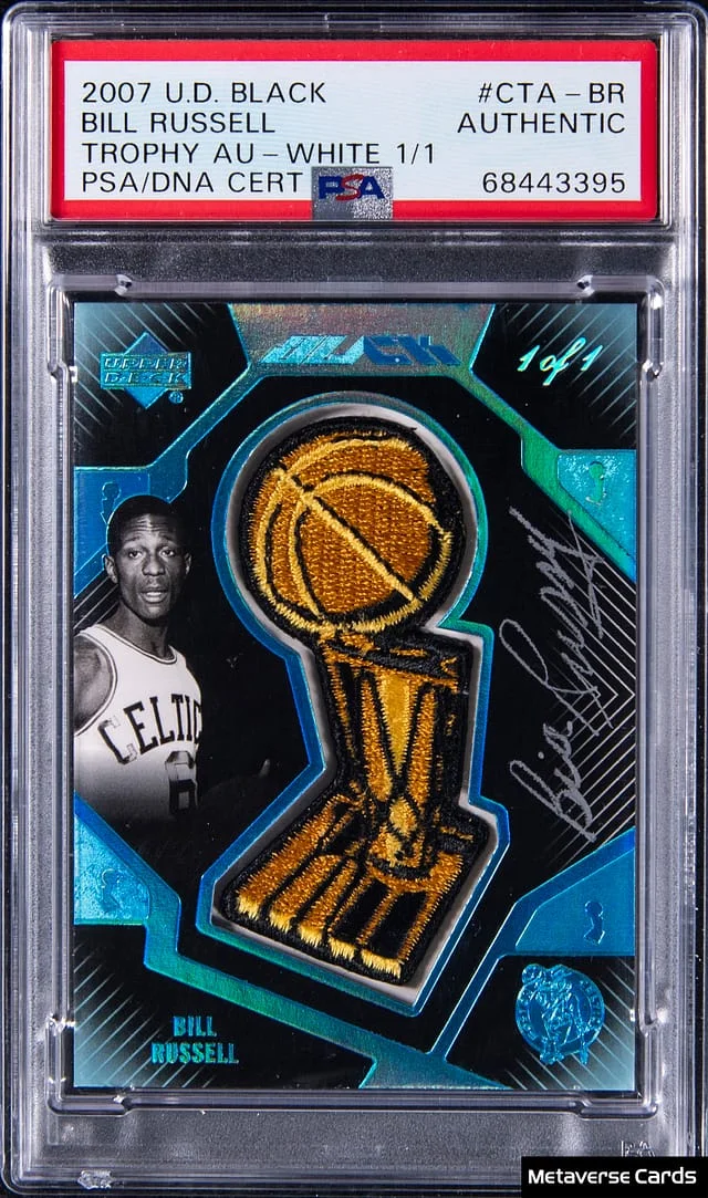 2007-08 Upper Deck Black Bill Russell Trophy Autograph White #CTA-BR card image