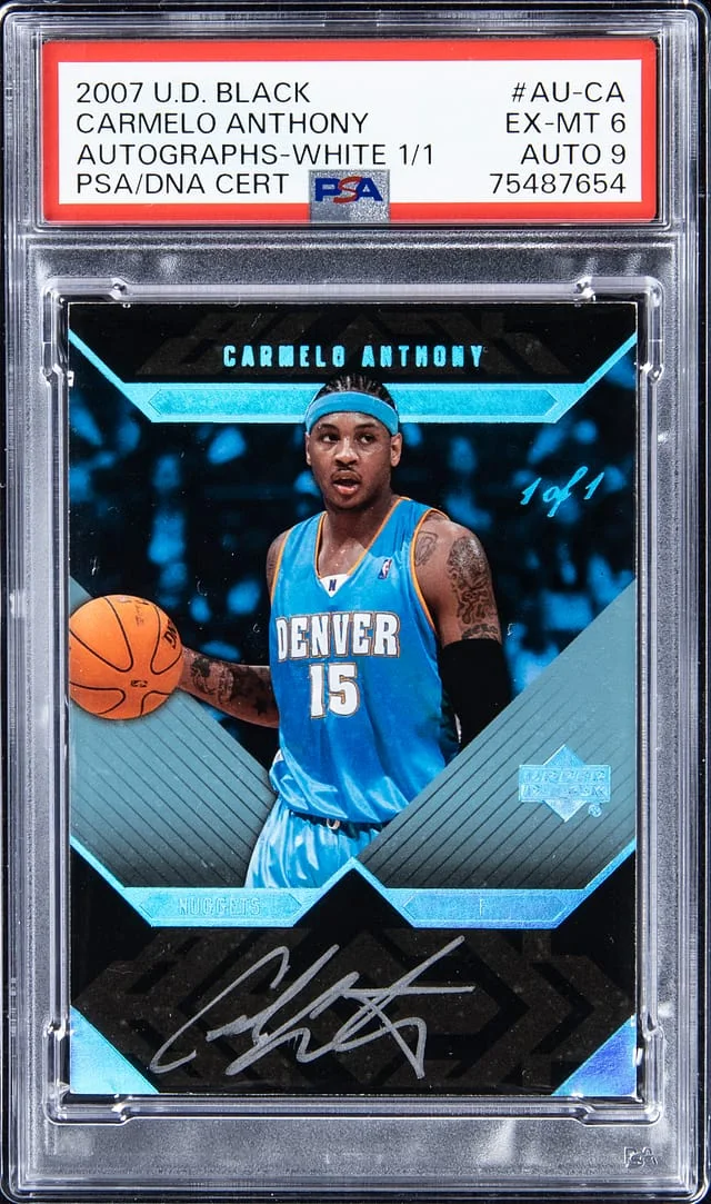 2007-08 Upper Deck Black Carmelo Anthony Autograph White #AU-CA card image