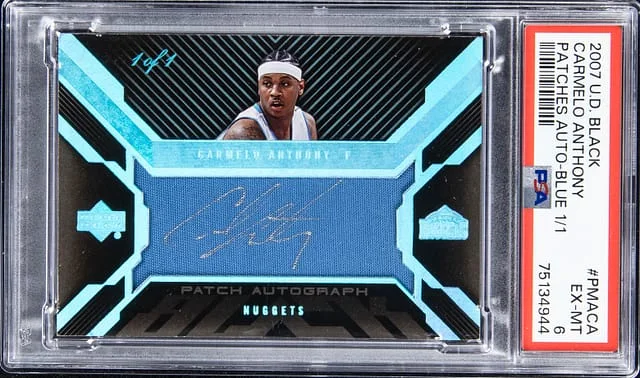 2007-08 Upper Deck Black Carmelo Anthony Patches Autograph Blue #PMA-CA card image