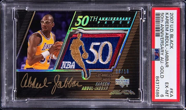 2007-08 Upper Deck Black Kareem Abdul-Jabbar 50th Anniversary Autograph Gold #50AU-KA card image
