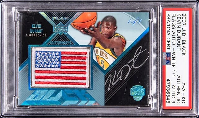 2007-08 Upper Deck Black Kevin Durant Flags Autograph White #FA-KD card image