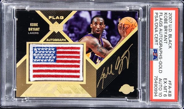 2007-08 Upper Deck Black Kobe Bryant Flags Autographs Gold #FA-KB card image