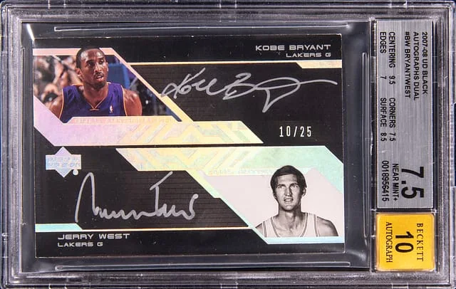 2007-08 Upper Deck Black Kobe Bryant/Jerry West Autographs Dual #DAU-BW card image
