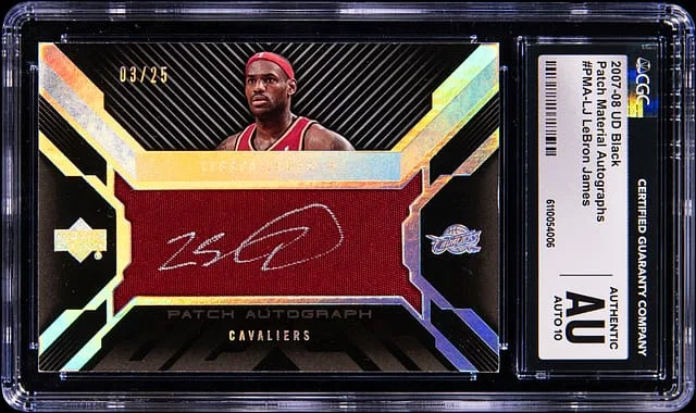 2007-08 Upper Deck Black LeBron James Patch Material Autographs #PMA-LJ card image