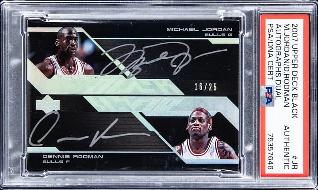 2007-08 Upper Deck Black Michael Jordan/Dennis Rodman Dual Autographs #DAU-JR card image