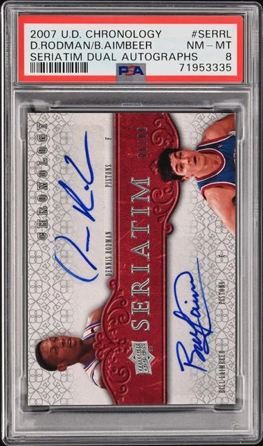 2007-08 Upper Deck Chronology Bill Laimbeer/Dennis Rodman Seriatim Dual Autographs #SER-RL card image