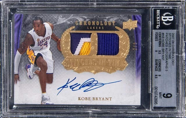 2007-08 Upper Deck Chronology Kobe Bryant Stitches In Time Patches Autographs #SIT-KB card image