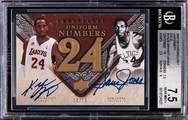 2007-08 Upper Deck Chronology Kobe Bryant/Sam Jones Uniformity Gold #UN-JB card image
