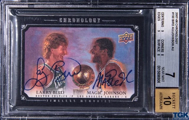 2007-08 Upper Deck Chronology Larry Bird/Magic Johnson Autograph #150 card image