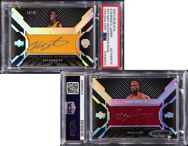 2007-08 Upper Deck Dual Patch Autographs Kevin Durant/LeBron James #no-number card image
