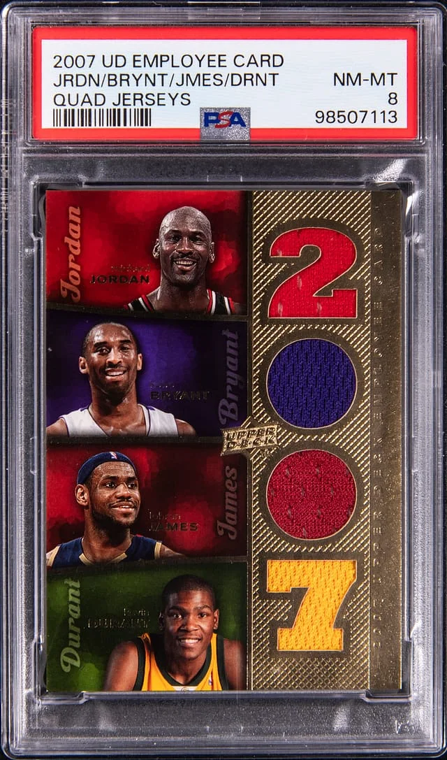 2007-08 Upper Deck Employee Card Quad Jerseys Michael Jordan/Kobe Bryant/LeBron James/Kevin Durant #no-number card image
