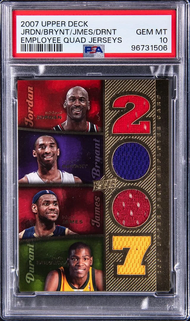 2007-08 Upper Deck Employee Quad Jerseys Michael Jordan/Kobe Bryant/LeBron James/Kevin Durant #no-number card image