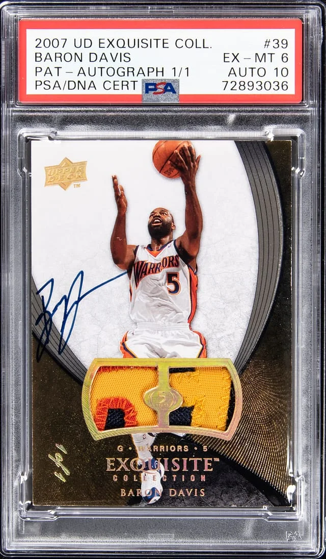 2007-08 Upper Deck Exquisite Collection Baron Davis Patch Autograph #39 card image