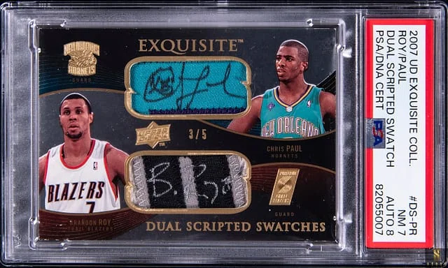 2007-08 Upper Deck Exquisite Collection Brandon Roy/Chris Paul Dual Scripted Swatch #DS-PR card image