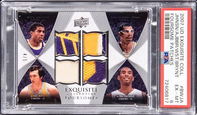 2007-08 Upper Deck Exquisite Collection Bryant/West/Johnson/Abdul-Jabbar Foursome Patches #EF-BWJA card image