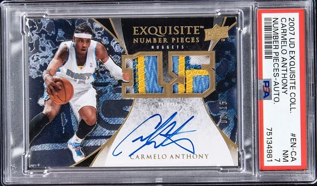 2007-08 Upper Deck Exquisite Collection Carmelo Anthony Number Pieces Autograph #EN-CA card image