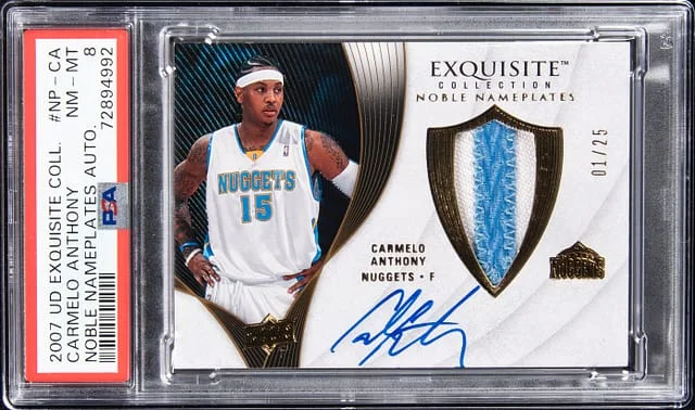 2007-08 Upper Deck Exquisite Collection Carmelo Anthony Noble Nameplates Autograph #NP-CA card image