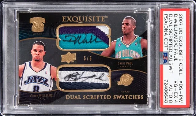 2007-08 Upper Deck Exquisite Collection Chris Paul/Deron Williams Dual Scripted Swatches #DS-PW card image
