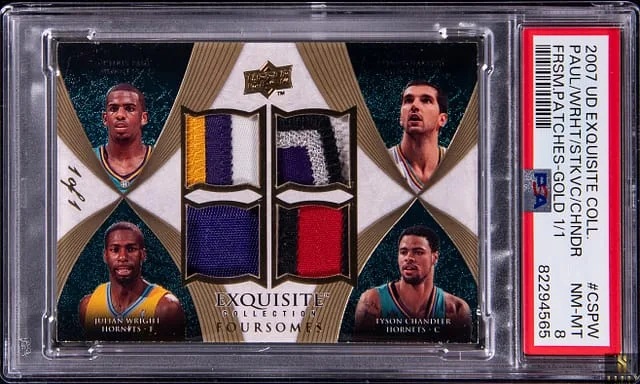 2007-08 Upper Deck Exquisite Collection Chris Paul/Peja Stojakovic/Julian Wright/Tyson Chandler Foursome Patches #CSPW card image