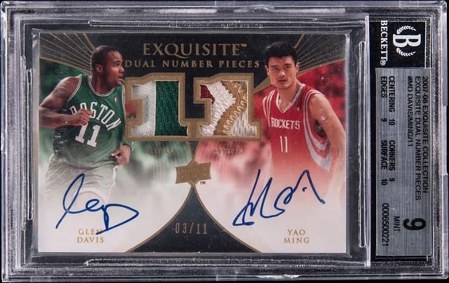 2007-08 Upper Deck Exquisite Collection Glen Davis / Yao Ming Exquisite Dual Number Pieces #EDN-MD card image