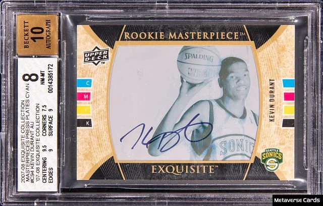 2007-08 Upper Deck Exquisite Collection Kevin Durant Masterpieces Autographs Cyan Press Plate #C-94 card image