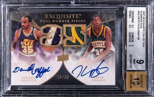 2007-08 Upper Deck Exquisite Collection Kevin Durant/Darrell Griffith Numbers Dual #EDN-GD card image