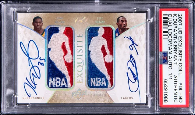 2007-08 Upper Deck Exquisite Collection Kevin Durant/Kobe Bryant Dual Logoman Autographs #DL-BD card image