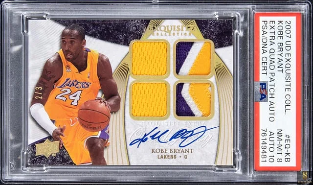 2007-08 Upper Deck Exquisite Collection Kobe Bryant Extra Quad Patch Autograph #EQ-KB card image