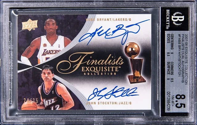 2007-08 Upper Deck Exquisite Collection Kobe Bryant/John Stockton Finalists Dual Autographs #FA-BS card image