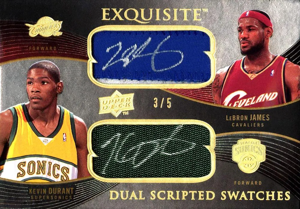 2007-08 Upper Deck Exquisite Collection Lebron James Scripted Swatches Dual #DS-DJ card image