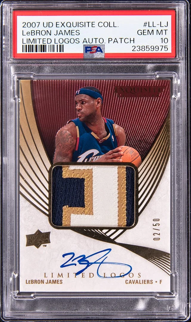 2007-08 Upper Deck Exquisite Collection LeBron James Limited Logos Autograph Patch #LL-LJ card image