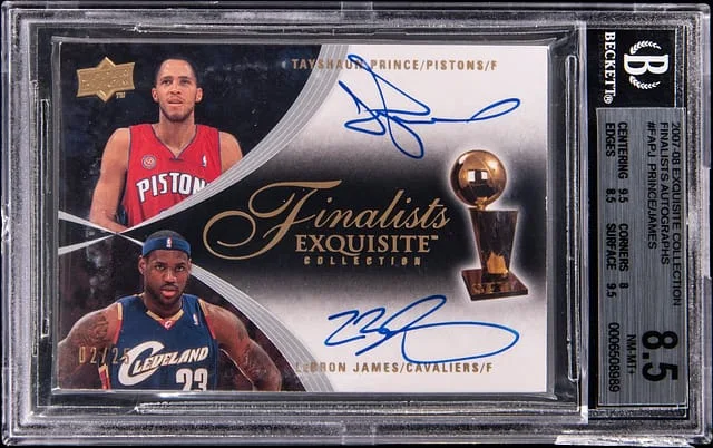 2007-08 Upper Deck Exquisite Collection LeBron James/Tayshaun Prince Finalists Autographs #FA-PJ card image