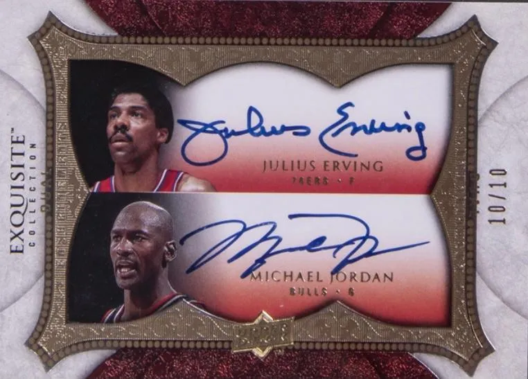 2007-08 Upper Deck Exquisite Collection Michael Jordan Enshrinements Dual #DEN-JE card image