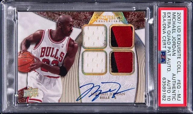 2007-08 Upper Deck Exquisite Collection Michael Jordan Extra Quad Patch Autographs #EQ-MJ card image