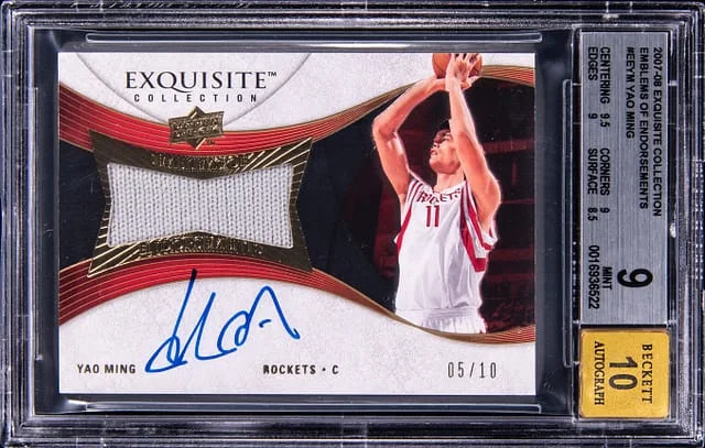 2007-08 Upper Deck Exquisite Collection Yao Ming Emblems of Endorsements #EE-YM card image