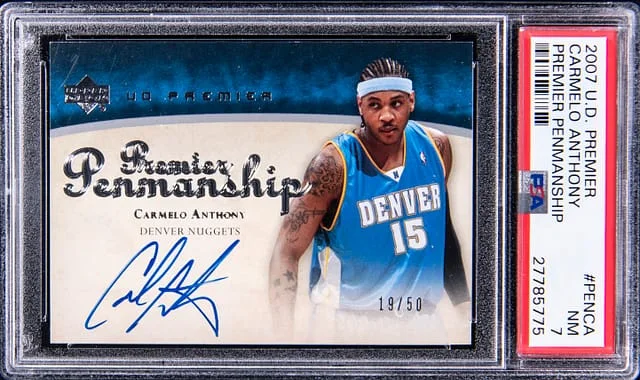 2007-08 Upper Deck Premier Carmelo Anthony Penmanship #PEN-CA card image